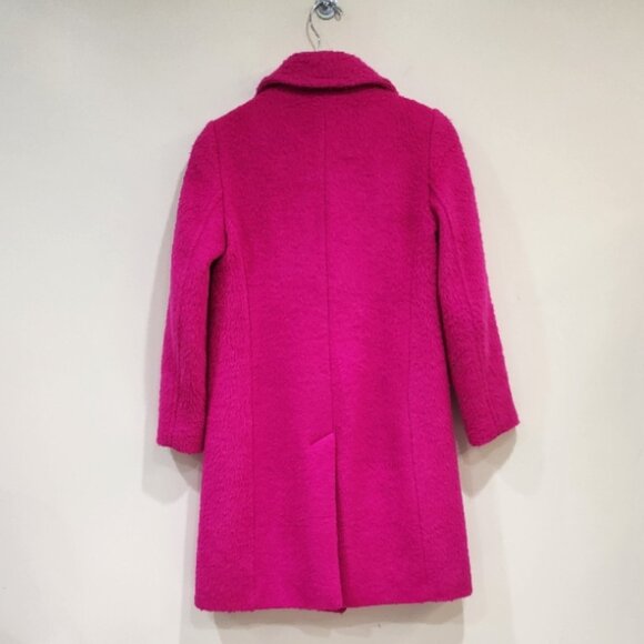 💥UBER GORGE!💥Tailored Double-Breasted Brushed Wool Blend Coat in Fuchsia Pink - Picture 9 of 15